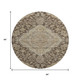 8' Chocolate Beige And Gray Floral Medallion Washable Round Rug With UV Protection