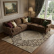 10' X 14' Chocolate Beige And Gray Floral Medallion Washable Area Rug With UV Protection