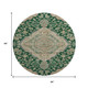 8' Emerald Beige And Taupe Floral Medallion Washable Round Rug With UV Protection