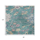 8' X 10' Teal Beige And Pink Floral Washable Area Rug With UV Protection