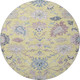8' Yellow Blue And Blush Floral Washable Round Rug With UV Protection