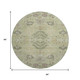 8' Artichoke Green Gold And Beige Floral Washable Round Rug With UV Protection