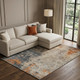 10' X 14' Khaki Beige And Blue Abstract Washable Area Rug With UV Protection