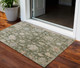 3' X 5' Olive Green Beige And Blue Floral Washable Indoor Outdoor Area Rug