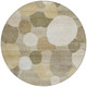 8' Khaki And Beige Round Geometric Washable Indoor Outdoor Area Rug