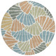 8' Pale Aqua Copper And Gold Round Floral Washable Indoor Outdoor Area Rug