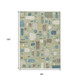 8' X 10' Artichoke Green Blue And Ivory Geometric Washable Indoor Outdoor Area Rug