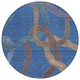 8' Navy Blue Brown And Mauve Round Abstract Washable Indoor Outdoor Area Rug