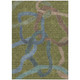 10' X 14' Olive Green Blue And Brown Abstract Washable Indoor Outdoor Area Rug
