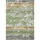 5' X 8' Artichoke Green Gold And Pewter Striped Washable Indoor Outdoor Area Rug