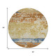 8' Gold Blue And Rust Round Striped Washable Indoor Outdoor Area Rug