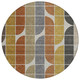 8' Coffee Gold Gray And Beige Round Geometric Washable Indoor Outdoor Area Rug