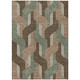 8' X 10' Chocolate Beige And Taupe Striped Washable Indoor Outdoor Area Rug