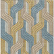 8' X 10' Gold Teal Blue And Beige Striped Washable Indoor Outdoor Area Rug
