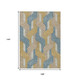 9' X 12' Gold Teal Blue And Beige Striped Washable Indoor Outdoor Area Rug