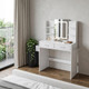 28" White Wood Mirrored Two Drawer Vanity Table And Lights
