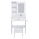 24" White Wood Mirrored Three Drawer Vanity Table And Lights