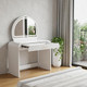 39" White Wood Mirrored Vanity Table And Lights