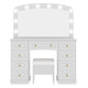 43" White Wood Mirrored Nine Drawer Vanity Table And Lights
