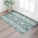 3' X 5' Teal Gray And Aqua Geometric Washable Area Rug With UV Protection