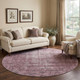 8' X 8' Merlot And Silver Oriental Washable Round Rug With UV Protection