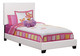 White Solid Wood Twin Upholstered Faux Leather Bed Frame