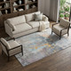 8' Granite Gray Teal And Blush Abstract Washable Area Rug With UV Protection