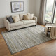 5' X 8' Pewter Silver And Gray Striped Washable Area Rug With UV Protection