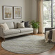 8' X 8' Pewter Silver And Gray Striped Washable Round Rug With UV Protection