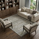 8' Pewter Silver And Gray Striped Washable Area Rug With UV Protection