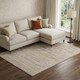 8' Terra Cotta Gold And Peach Striped Washable Area Rug With UV Protection