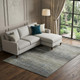 8' Granite Gray And Silver Striped Washable Area Rug With UV Protection