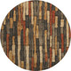 8' X 8' Coffee Rust And Copper Striped Washable Round Rug With UV Protection