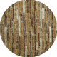 8' X 8' Coffee Ivory And Taupe Striped Washable Round Rug With UV Protection