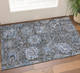 3' X 5' Denim Blue Gray And Silver Damask Washable Area Rug With UV Protection