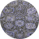 8' X 8' Purple Gray And Silver Damask Washable Round Rug With UV Protection