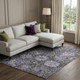 10' X 14' Purple Gray And Silver Damask Washable Area Rug With UV Protection