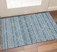 3' X 5' Denim Blue Ivory And Teal Geometric Washable Area Rug With UV Protection