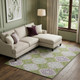 9' X 12' Lime Green Ivory And Purple Floral Washable Area Rug With UV Protection
