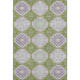 10' X 14' Lime Green Ivory And Purple Floral Washable Area Rug With UV Protection