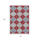 10' X 14' Red Navy Blue And Ivory Floral Washable Area Rug With UV Protection