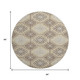 8' X 8' Taupe Beige And Gray Floral Washable Round Rug With UV Protection