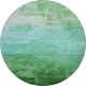 8' X 8' Green And Teal Striped Washable Round Rug With UV Protection