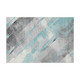 3' X 5' Teal Gray And Silver Striped Washable Area Rug With UV Protection