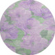 8' X 8' Lavender And Green Floral Washable Round Rug With UV Protection