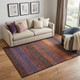 5' X 8' Rust Eggplant And Terra Cotta Striped Washable Area Rug With UV Protection