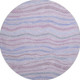 8' X 8' Lavender Ivory And Lilac Striped Washable Round Rug With UV Protection