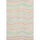 3' X 5' Peach Mint Green And Linen Striped Washable Area Rug With UV Protection