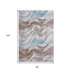 8' Coffee Blue And Ivory Abstract Washable Area Rug With UV Protection