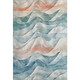 3' X 5' Teal Peach And Ivory Abstract Washable Area Rug With UV Protection